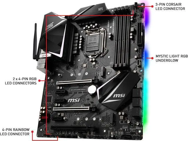 Alt view image 4 of 9 - MSI MPG Z390 GAMING EDGE AC LGA 1151 (300 Series) Intel Z390 ATX Intel Motherboard