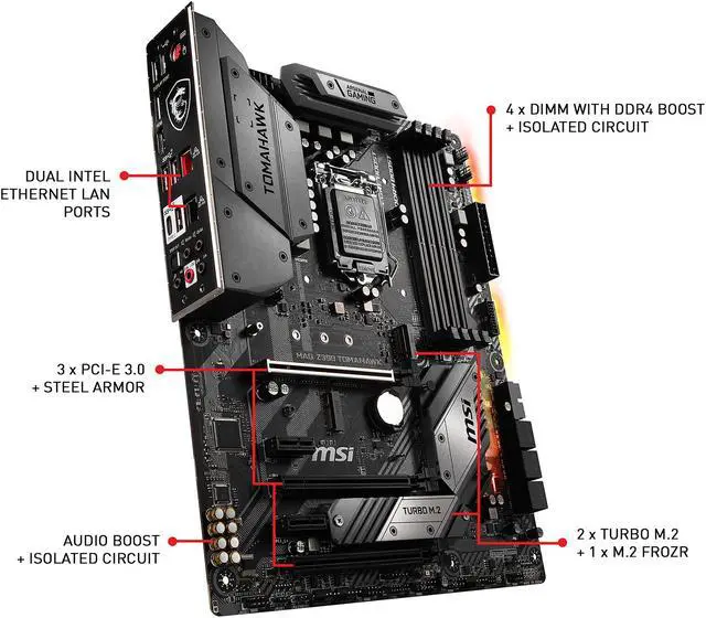 Alt view image 5 of 8 - MSI MAG Z390 TOMAHAWK LGA 1151 (300 Series) Intel Z390 HDMI USB 3.1 ATX Intel Motherboard