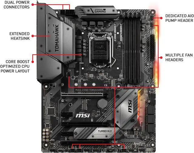 Alt view image 4 of 8 - MSI MAG Z390 TOMAHAWK LGA 1151 (300 Series) Intel Z390 HDMI USB 3.1 ATX Intel Motherboard