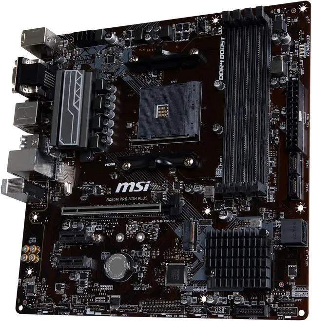 Alt view image 3 of 8 - MSI PRO B450M PRO-VDH PLUS AM4 AMD B450 USB 3.1 HDMI Micro ATX AMD Motherboard