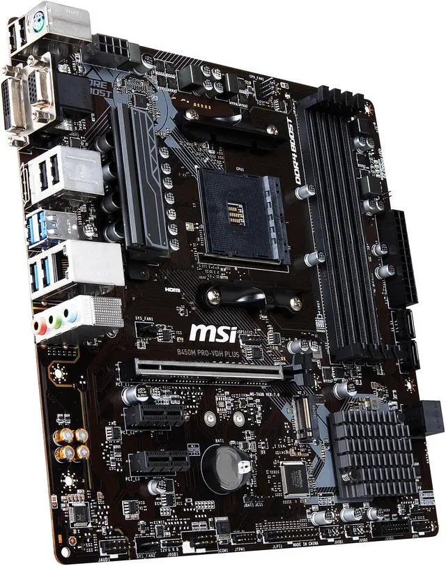 Alt view image 4 of 8 - MSI PRO B450M PRO-VDH PLUS AM4 AMD B450 USB 3.1 HDMI Micro ATX AMD Motherboard