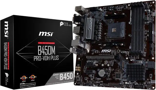 Alt view image 8 of 8 - MSI PRO B450M PRO-VDH PLUS AM4 AMD B450 USB 3.1 HDMI Micro ATX AMD Motherboard
