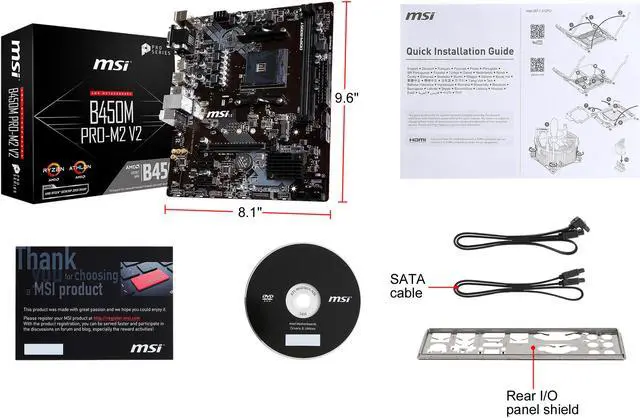 Alt view image 6 of 7 - MSI PRO B450M PRO-M2 V2 AM4 AMD B450 USB 3.1 HDMI Micro ATX AMD Motherboard