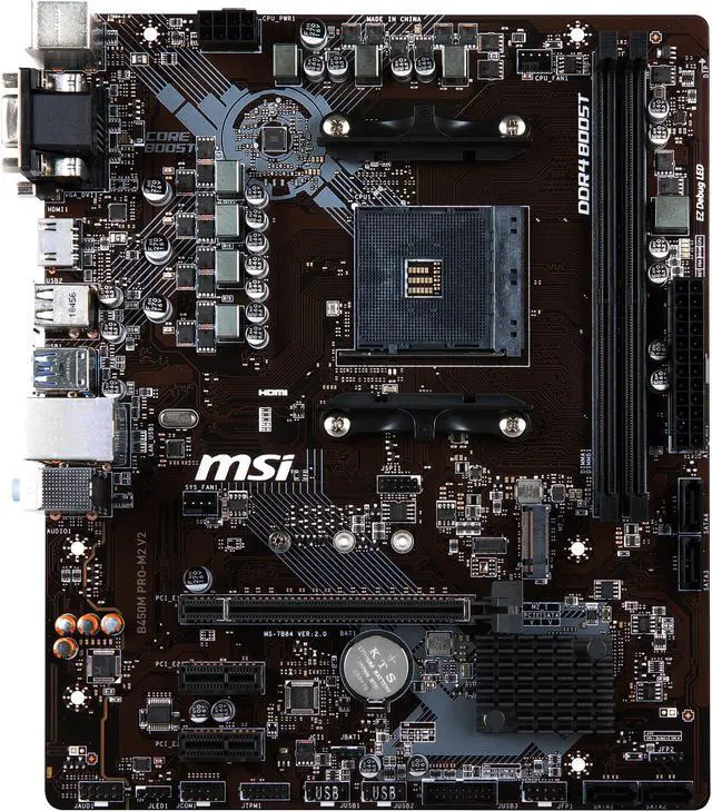 Main image of MSI PRO B450M PRO-M2 V2 AM4 AMD B450 USB 3.1 HDMI Micro ATX AMD Motherboard