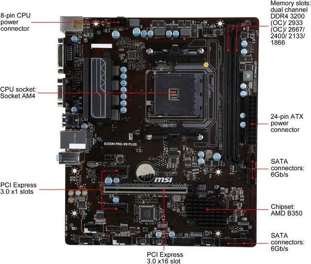 MSI 7A38-003R Used MSI B350M PRO-VDH Socket AM4 MATX Motherboard