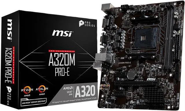 Alt view image 3 of 5 - MSI PRO A320M PRO-E AM4 AMD A320 SATA 6Gb/s USB 3.1 Micro ATX AMD Motherboard