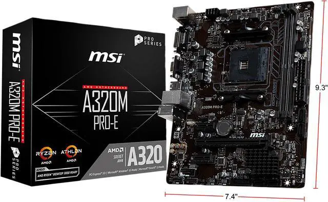 Alt view image 5 of 5 - MSI PRO A320M PRO-E AM4 AMD A320 SATA 6Gb/s USB 3.1 Micro ATX AMD Motherboard