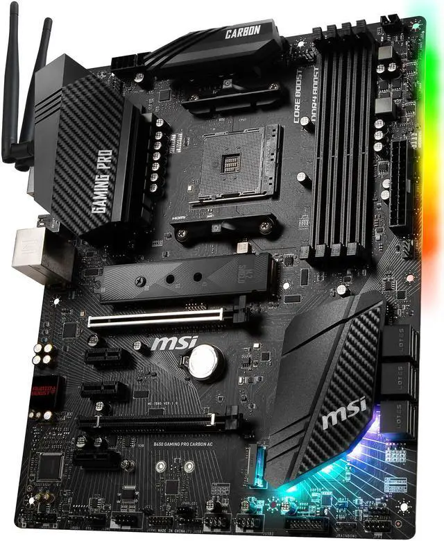 Alt view image 2 of 6 - MSI PERFORMANCE GAMING B450 GAMING PRO CARBON AC AM4 AMD B450 USB 3.1 HDMI ATX AMD Motherboard
