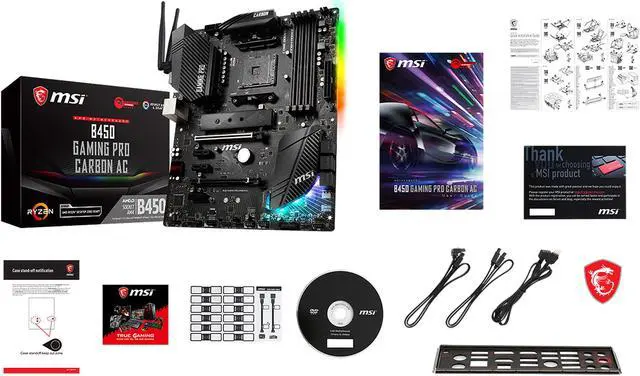 Alt view image 6 of 6 - MSI PERFORMANCE GAMING B450 GAMING PRO CARBON AC AM4 AMD B450 USB 3.1 HDMI ATX AMD Motherboard