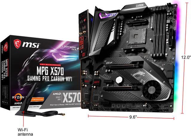 Alt view image 8 of 8 - MSI MPG X570 GAMING PRO CARBON WIFI Gaming Motherboard AMD AM4 SATA 6Gb/s M.2 USB 3.2 Gen 2 Wi-Fi 6 HDMI ATX