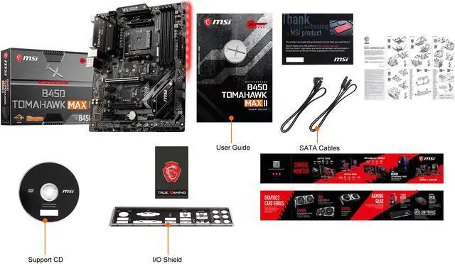 Alt view image 9 of 10 - MSI B450 TOMAHAWK MAX II AM4 AMD B450 ATX AMD Motherboard