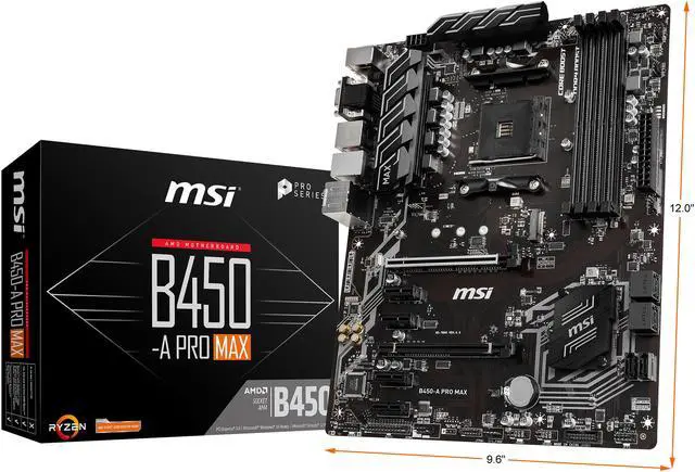 Alt view image 9 of 9 - MSI PRO B450-A PRO MAX AM4 AMD B450 ATX AMD Motherboard