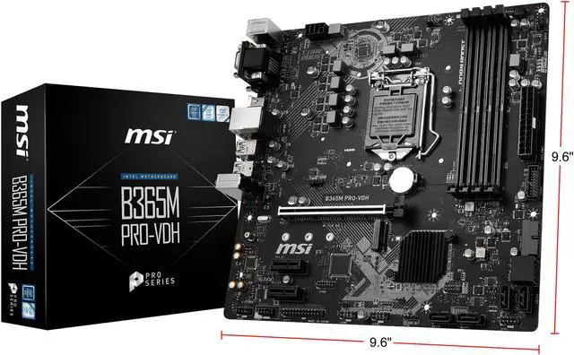 Alt view image 9 of 10 - MSI PRO B365M PRO-VDH LGA 1151 (300 Series) Intel B365 Micro ATX Intel Motherboard