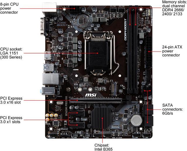 Alt view image 8 of 11 - MSI PRO B365M PRO-VH LGA 1151 (300 Series) Intel B365 Micro ATX Intel Motherboard