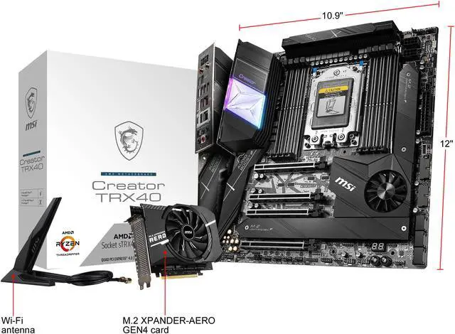 Alt view image 9 of 9 - MSI Creator TRX40 sTRX4 AMD TRX40 Extended ATX AMD Motherboard