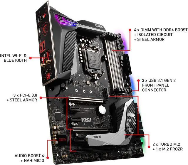 Alt view image 5 of 6 - MSI MPG Z390 GAMING PRO CARBON AC LGA 1151 (300 Series) Intel Z390 ATX Intel Motherboard