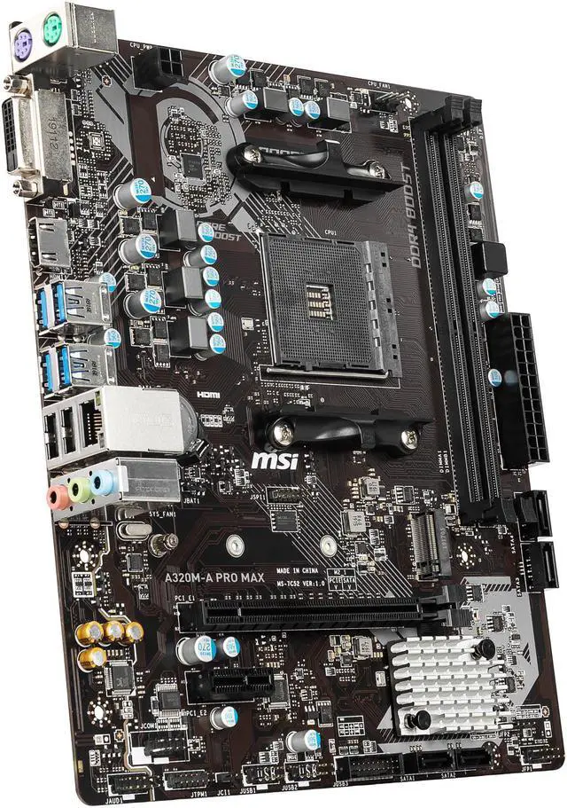 Alt view image 4 of 10 - MSI A320M-A PRO MAX AM4 AMD A320 Micro ATX AMD Motherboard