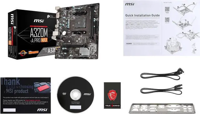 Alt view image 8 of 10 - MSI A320M-A PRO MAX AM4 AMD A320 Micro ATX AMD Motherboard