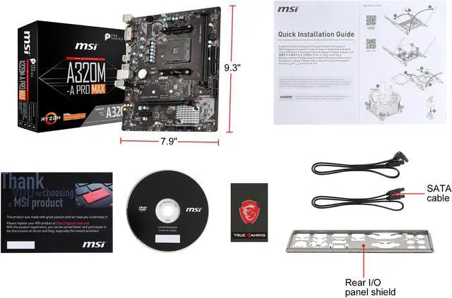 Alt view image 9 of 10 - MSI A320M-A PRO MAX AM4 AMD A320 Micro ATX AMD Motherboard
