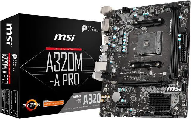 Alt view image 9 of 9 - MSI A320M-A PRO AM4 AMD A320 USB 3.0 Micro ATX AMD Motherboard