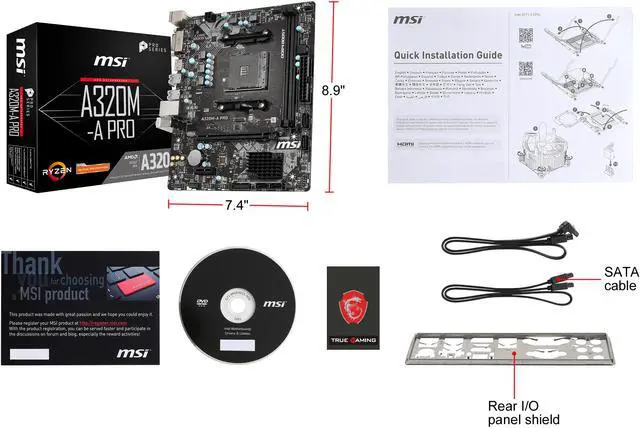 Alt view image 8 of 9 - MSI A320M-A PRO AM4 AMD A320 USB 3.0 Micro ATX AMD Motherboard