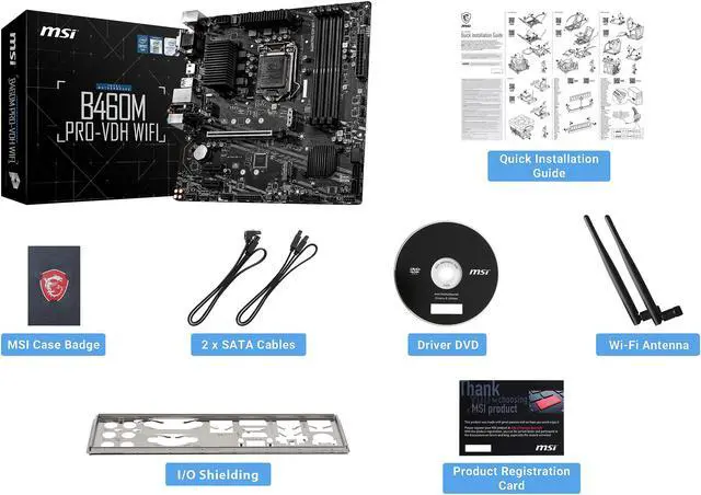 Alt view image 8 of 9 - MSI B460M PRO-VDH WIFI LGA 1200 Intel B460 Micro ATX Intel Motherboard