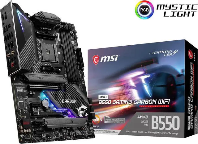 Alt view image 11 of 12 - MSI MPG B550 GAMING CARBON WIFI AM4 AMD B550 USB 3.0 ATX AMD Motherboard