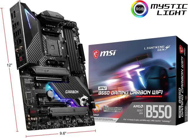 Alt view image 12 of 12 - MSI MPG B550 GAMING CARBON WIFI AM4 AMD B550 USB 3.0 ATX AMD Motherboard