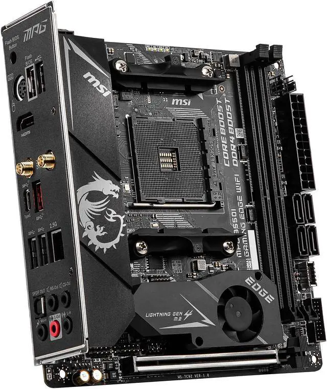 Alt view image 4 of 12 - MSI MPG B550I GAMING EDGE WIFI AM4 AMD B550 Mini ITX AMD Motherboard