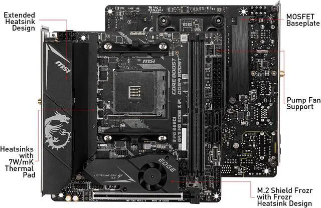 Alt view image 8 of 12 - MSI MPG B550I GAMING EDGE WIFI AM4 AMD B550 Mini ITX AMD Motherboard