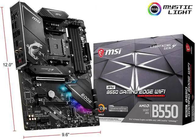 Alt view image 3 of 13 - MSI MPG B550 GAMING EDGE WIFI AM4 AMD B550 ATX AMD Motherboard