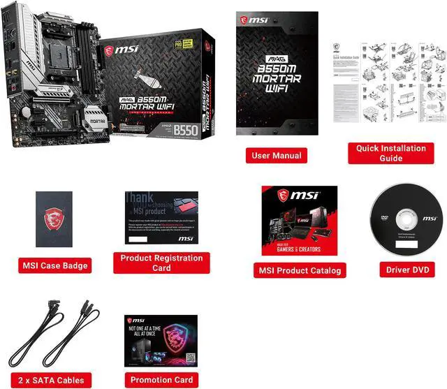 Alt view image 10 of 11 - MSI MAG B550M MORTAR WIFI AM4 AMD B550 SATA 6Gb/s Micro ATX AMD Motherboard