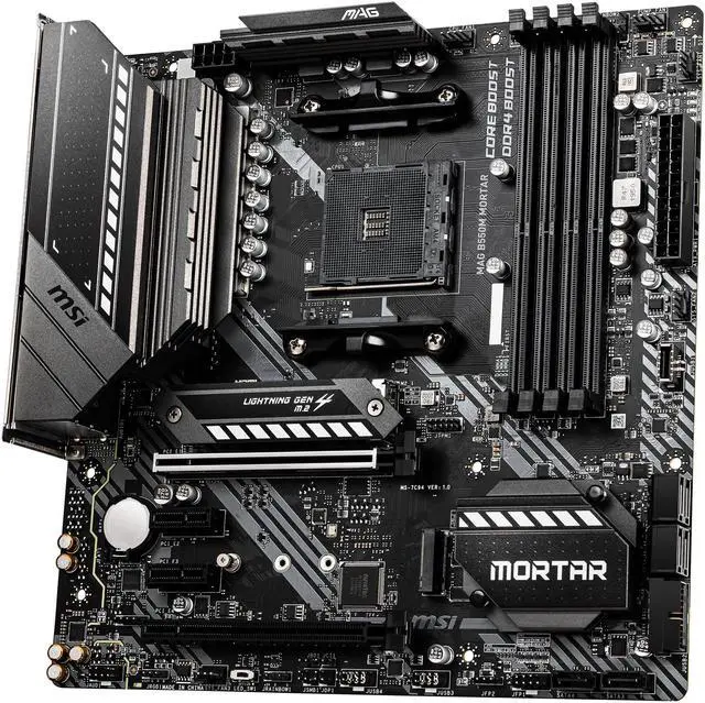 Alt view image 3 of 11 - MSI AM4 AMD Micro ATX Motherboard MAG B550M MORTAR AM4 AMD B550 Micro ATX AMD Motherboard