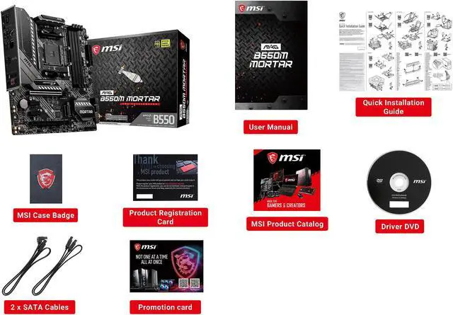 Alt view image 10 of 11 - MSI AM4 AMD Micro ATX Motherboard MAG B550M MORTAR AM4 AMD B550 Micro ATX AMD Motherboard