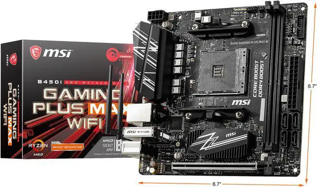 Alt view image 10 of 10 - MSI B450I GAMING PLUS MAX WIFI AM4 AMD B450 Mini ITX AMD Motherboard