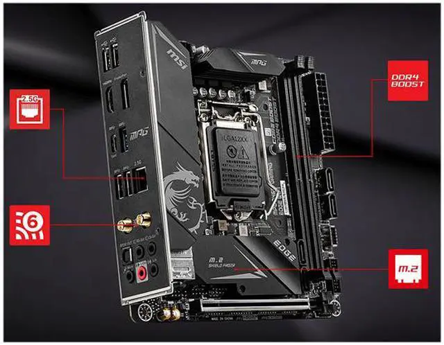 Alt view image 3 of 11 - MSI MPG B460I GAMING EDGE WIFI LGA 1200 Intel B460 Mini ITX Intel Motherboard