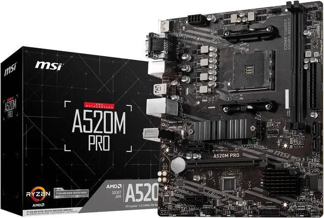 Alt view image 9 of 10 - MSI A520M PRO AM4 AMD A520 Micro ATX AMD Motherboard