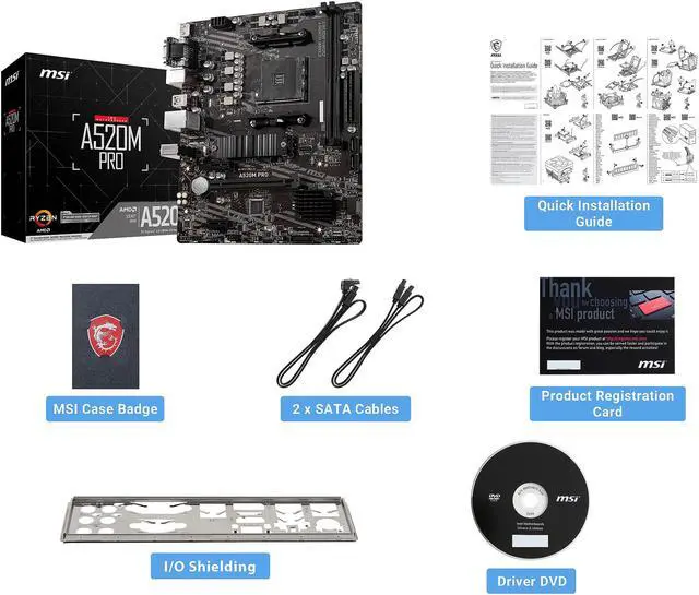 Alt view image 8 of 10 - MSI A520M PRO AM4 AMD A520 Micro ATX AMD Motherboard