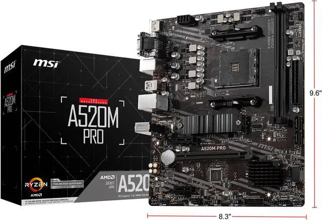Alt view image 10 of 10 - MSI A520M PRO AM4 AMD A520 Micro ATX AMD Motherboard