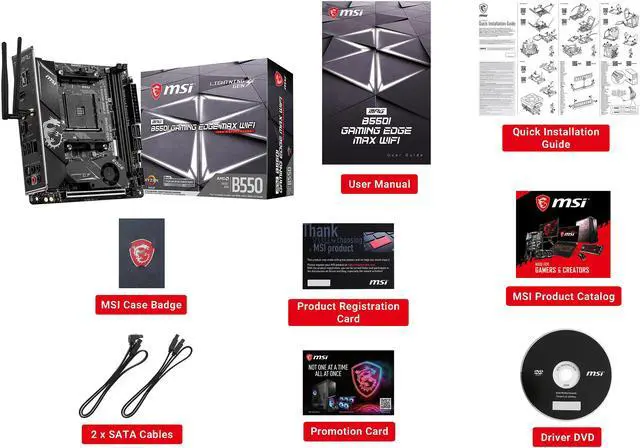 Alt view image 10 of 12 - MSI MPG B550I GAMING EDGE MAX WIFI AM4 AMD B550 Mini ITX AMD Motherboard
