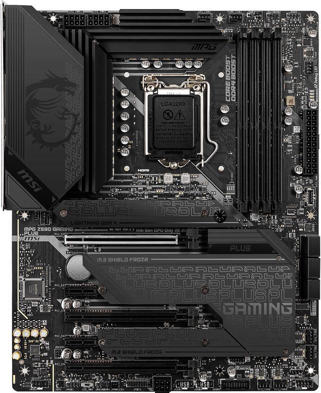 MSI MPG Z590 Gaming Plus Gaming Motherboard (ATX, 11th/10th Gen Intel Core, LGA  1200 Socket, DDR4, PCIe 4, CFX, M.2 Slots, USB 3.2 Gen 2, DP/HDMI, Mystic  Light RGB) : : Electronics