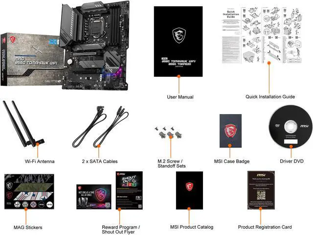 Alt view image 7 of 8 - MSI MAG B560 TOMAHAWK WIFI LGA 1200 Intel B560 ATX Intel Motherboard