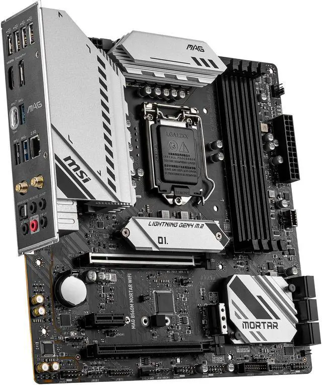 Alt view image 4 of 9 - MSI MAG B560M MORTAR WIFI LGA 1200 Intel B560 Micro ATX Intel Motherboard