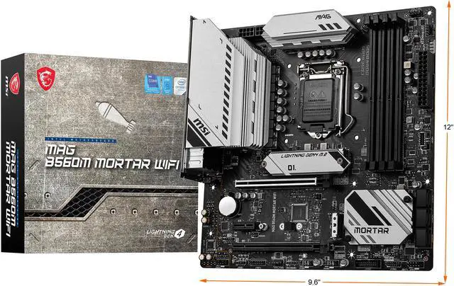Alt view image 9 of 9 - MSI MAG B560M MORTAR WIFI LGA 1200 Intel B560 Micro ATX Intel Motherboard