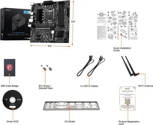 Alt view image 7 of 8 - MSI B560M PRO-VDH WIFI LGA 1200 Intel B560 Micro ATX Intel Motherboard