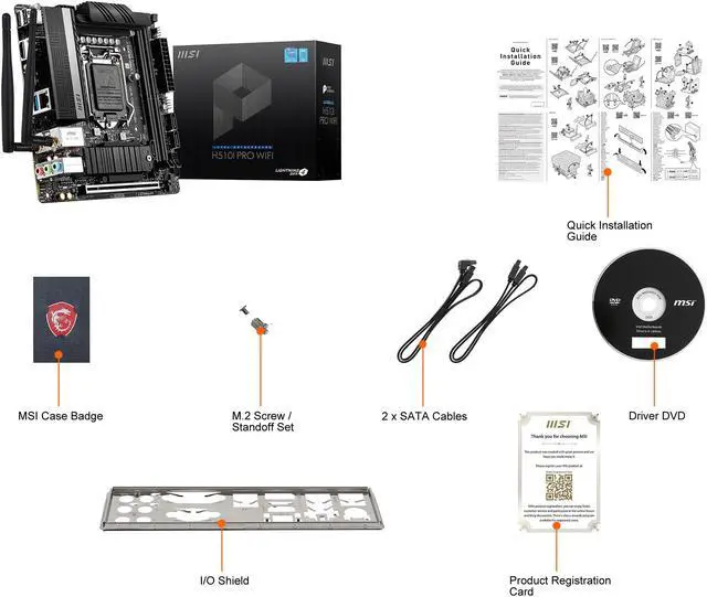 Alt view image 9 of 9 - MSI H510I PRO WIFI LGA 1200 Intel H510 Mini ITX Intel Motherboard