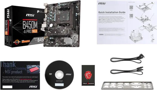 Alt view image 6 of 8 - MSI B450M-A PRO MAX AM4 AMD B450 Micro ATX AMD Motherboard
