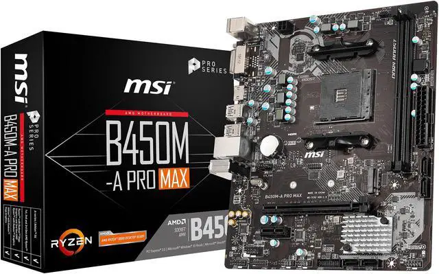 Alt view image 8 of 8 - MSI B450M-A PRO MAX AM4 AMD B450 Micro ATX AMD Motherboard