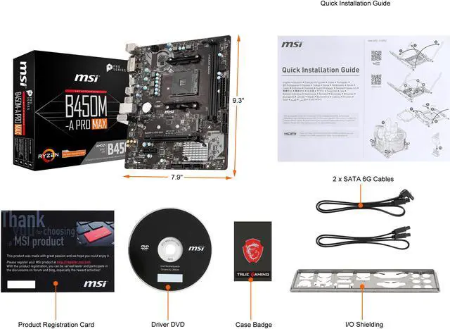 Alt view image 7 of 8 - MSI B450M-A PRO MAX AM4 AMD B450 Micro ATX AMD Motherboard