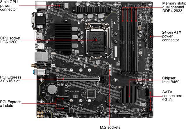 Alt view image 6 of 7 - MSI B460M PRO-VDH WIFI LGA 1200 Intel B460 Micro ATX Intel Motherboard